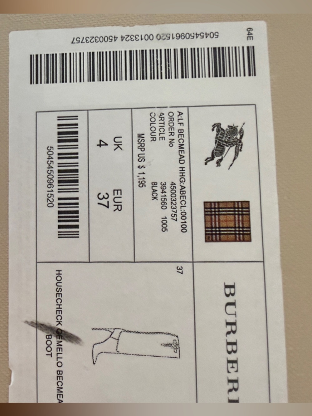 Burberry Black Leather Knee-High Stiletto Boots with Signature Check Texture - Picture 2 of 16